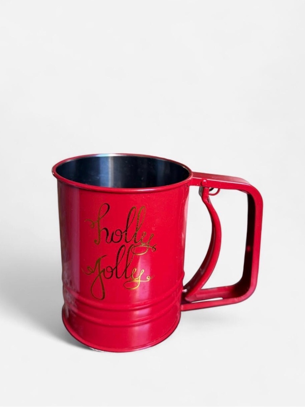 Red 'Holly Jolly' Flour Sifter Mug